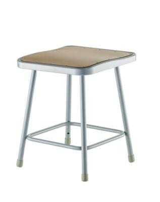 6300 Series Heavy Duty Square Seat Steel Stool, Backless, Supports Up To 500 Lb, 17.5" Seat Height, Brown Seat, Gray Base