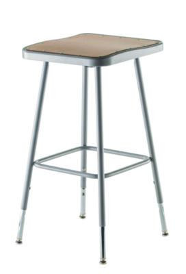 6300 Series Height Adjust Heavy Duty Square Seat Steel Stool, Backless, 500Lb, 23.75" To 31.75" Height, Brown Seat, Gray Base