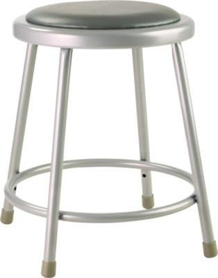 6400 Series Fixed Height Heavy Duty Vinyl Padded Steel Stool, Backless, Supports 500 Lb, 18" Seat Height, Gray Seat/Base