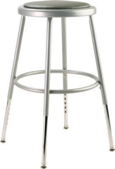 6400 Series Height Adjustable Hd Vinyl Padded Steel Stool, Backless, Supports 500 Lb, 18.5"-26.5" Seat Height, Gray Seat/Base