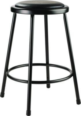 6400 Series Fixed Height Heavy Duty Vinyl Padded Steel Stool, Backless, Supports 500 Lb, 24" Seat Height, Black Seat/Base