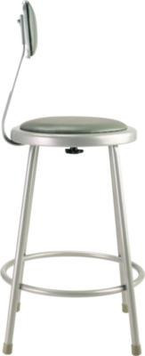 6400 Series Heavy Duty Vinyl Padded Steel Stool With Backrest, Supports Up To 500 Lb, 24" Seat Height, Gray Seat, Gray Base