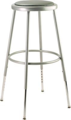 6400 Series Height Adjustable Heavy Duty Vinyl Padded Steel Stool, Supports 500 Lb, 25" To 33" Seat Height, Gray Seat/Base