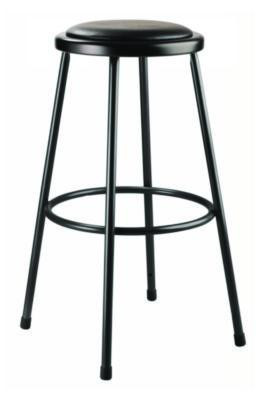 6400 Series Fixed Height Heavy Duty Vinyl Padded Steel Stool, Backless, Supports 500 Lb, 30" Seat Height, Black Seat/Base