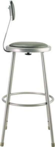 6400 Series Heavy Duty Vinyl Padded Stool With Backrest, Supports 500 Lb, 30" Seat Height, Gray Seat, Gray Back, Gray Base