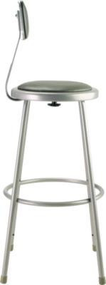 6400 Series Heavy Duty Vinyl Padded Stool With Backrest, Supports 500 Lb, 30" Seat Height, Gray Seat, Gray Back, Gray Base