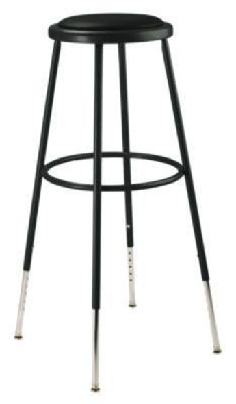 6400 Series Height Adjustable Hd Vinyl Padded Steel Stool, Supports 500 Lb, 30.5" To 38.5" Seat Height, Black Seat/Base