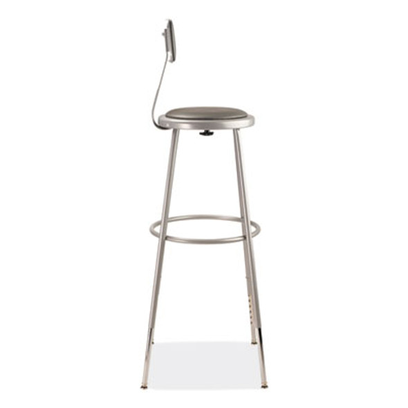 6400 Series Height Adjustable Heavy Duty Padded Stool With Backrest, Supports 300 Up To Lb, 32" To 39" Seat Height, Gray