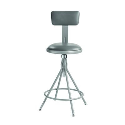 6500 Series Height Adj Heavy Duty Vinyl Swivel Stool With Backrest, Supports Up To 500 Lb, 24" To 30" Seat Height, Gray