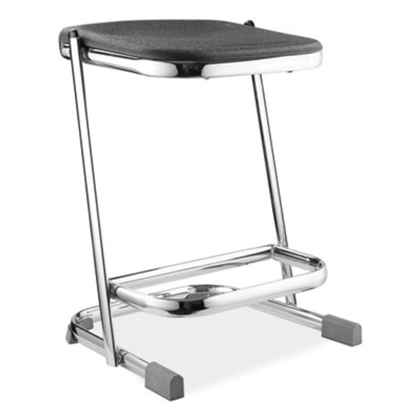 6600 Series Elephant Z-Stool, Backless, Supports Up To 500 Lb, 22" Seat Height, Black Seat, Chrome Frame