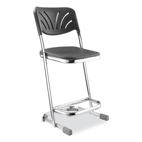 6600 Series Elephant Z-Stool With Backrest, Supports Up To 500 Lb, 22" Seat Height, Black Seat, Black Back, Chrome Frame