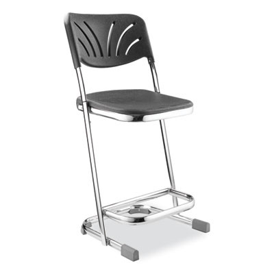 6600 Series Elephant Z-Stool With Backrest, Supports Up To 500 Lb, 22" Seat Height, Black Seat, Black Back, Chrome Frame