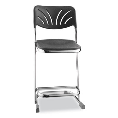6600 Series Elephant Z-Stool With Backrest, Supports Up To 500 Lb, 22" Seat Height, Black Seat, Black Back, Chrome Frame