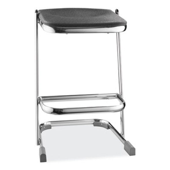 6600 Series Elephant Z-Stool, Backless, Supports Up To 500 Lb, 24" Seat Height, Black Seat, Chrome Frame