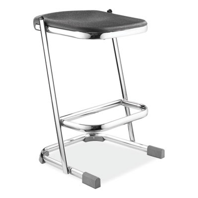 6600 Series Elephant Z-Stool, Backless, Supports Up To 500 Lb, 24" Seat Height, Black Seat, Chrome Frame
