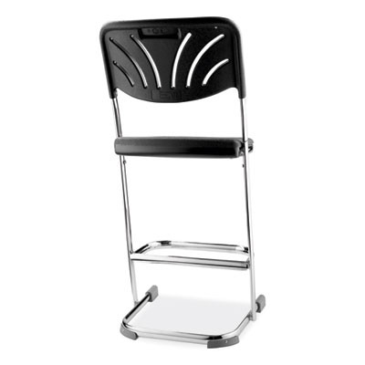 6600 Series Elephant Z-Stool With Backrest, Supports Up To 500 Lb, 24" Seat Heightt, Black Seat, Black Back, Chrome Frame