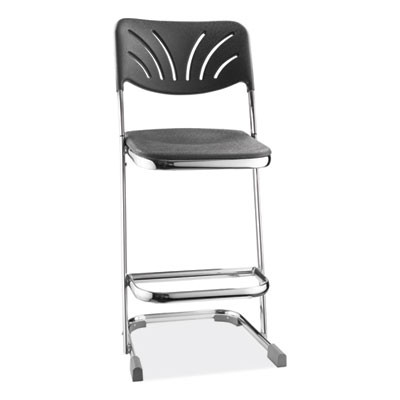 6600 Series Elephant Z-Stool With Backrest, Supports Up To 500 Lb, 24" Seat Heightt, Black Seat, Black Back, Chrome Frame