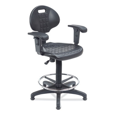 6700 Series Adjustable Height Polyurethane Task Stool With Arms, Supports Up To 300 Lb, 22" To 32" Seat Height, Black