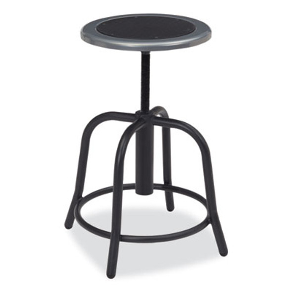 6800 Series Height Adjustable Metal Seat Swivel Stool, Supports Up To 300 Lb, 18" To 24" Seat Height, Black Seat/Base
