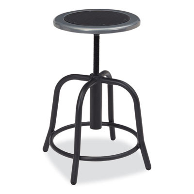 6800 Series Height Adjustable Metal Seat Swivel Stool, Supports Up To 300 Lb, 18" To 24" Seat Height, Black Seat/Base