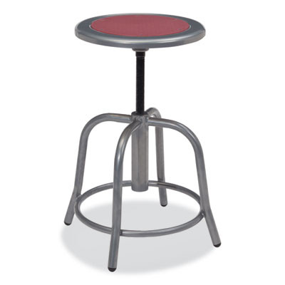 6800 Series Height Adjustable Metal Seat Swivel Stool, Supports Up To 300 Lb, 18" To 24" Seat Height, Burgundy Seat/Gray Base
