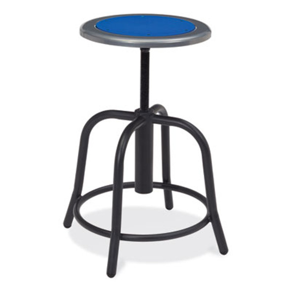 6800 Series Height Adjustable Metal Seat Stool, Supports Up To 300 Lb, 18" To 24" Seat Height, Persian Blue Seat/Black Base