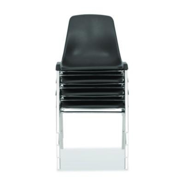 8100 Series Poly Shell Stacking Chair, Supports Up To 500 Lb, 18" Seat Height, Black Seat, Black Back, Chrome Base, 4/Carton