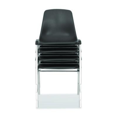 8100 Series Poly Shell Stacking Chair, Supports Up To 500 Lb, 18" Seat Height, Black Seat, Black Back, Chrome Base, 4/Carton
