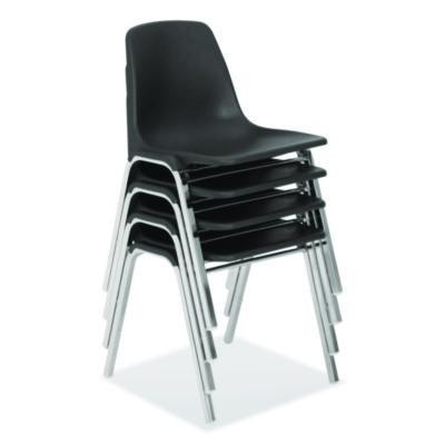 8100 Series Poly Shell Stacking Chair, Supports Up To 500 Lb, 18" Seat Height, Black Seat, Black Back, Chrome Base, 4/Carton
