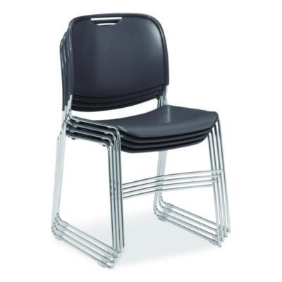 8500 Series Ultra-Compact Plastic Stack Chair, Supports Up To 500 Lbs, 17" Seat Height, Gray Seat/Back, Chrome Base, 4/Carton