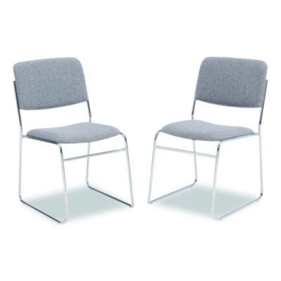8600 Series Fabric Padded Signature Stack Chair, Supports Up To 500 Lb, 19" Seat Height, Gray Seat/Back, Chrome Base, 2/Pack