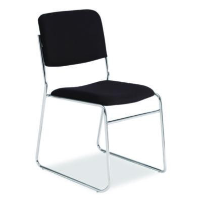 8600 Series Fabric Padded Signature Stack Chair, Supports Up To 500 Lb, 19" Seat Ht, Black Seat/Back, Chrome Base, 2/Pack