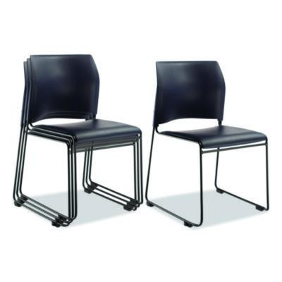 8700 Series Cafetorium Plush Vinyl Stack Chair, Supports Up To 500 Lb, 18" Seat Height, Blue Seat/Back, Black Base, 4/Carton