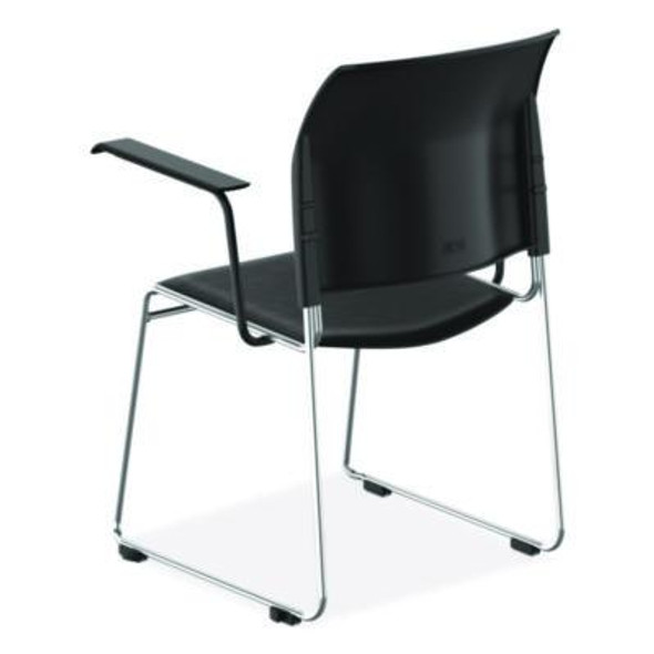 8700 Series Cafetorium Chair w/Armrests, Supports Up To 500 Lb, 18" Seat Ht, Black Seat/Back, Chrome Base, 4/Ct, 2 Ct/Bundle