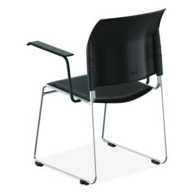 8700 Series Cafetorium Chair w/Armrests, Supports Up To 500 Lb, 18" Seat Ht, Black Seat/Back, Chrome Base, 4/Ct, 2 Ct/Bundle