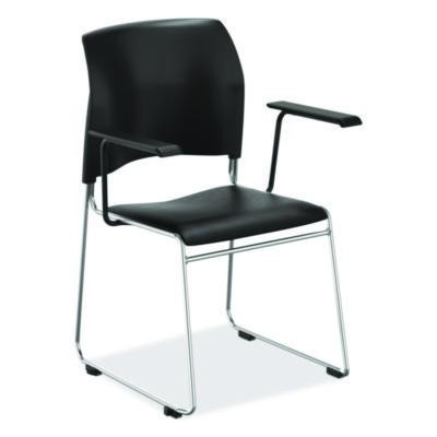 8700 Series Cafetorium Chair w/Armrests, Supports Up To 500 Lb, 18" Seat Ht, Black Seat/Back, Chrome Base, 4/Ct, 2 Ct/Bundle