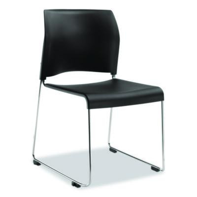 8800 Series Cafetorium Plastic Stack Chair, Supports Up To 500 Lb, 18" Seat Height, Black Seat/Back, Chrome Base, 4/Carton