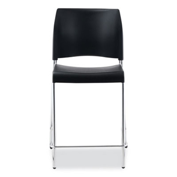 Cafetorium Counter Height Stool, Supports Up To 300 Lb, 24" Seat Height, Black Seat, Black Back, Chrome Base