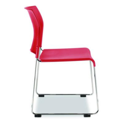8800 Series Cafetorium Plastic Stack Chair, Supports Up To 500 Lb, 18" Seat Height, Red Seat, Red Back, Chrome Base, 4/Carton