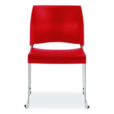 8800 Series Cafetorium Plastic Stack Chair, Supports Up To 500 Lb, 18" Seat Height, Red Seat, Red Back, Chrome Base, 4/Carton
