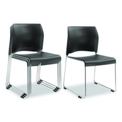 8800 Series Cafetorium Plastic Stack Chair, Supports Up To 500 Lb, 18" Seat Height, Charcoal Seat/Back, Chrome Base, 4/Carton