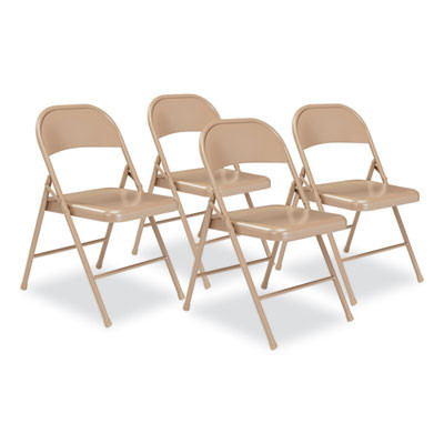 900 Series All-Steel Folding Chair, Supports Up To 250 Lb, 17.75" Seat Height, Beige Seat, Beige Back, Beige Base, 4/Carton