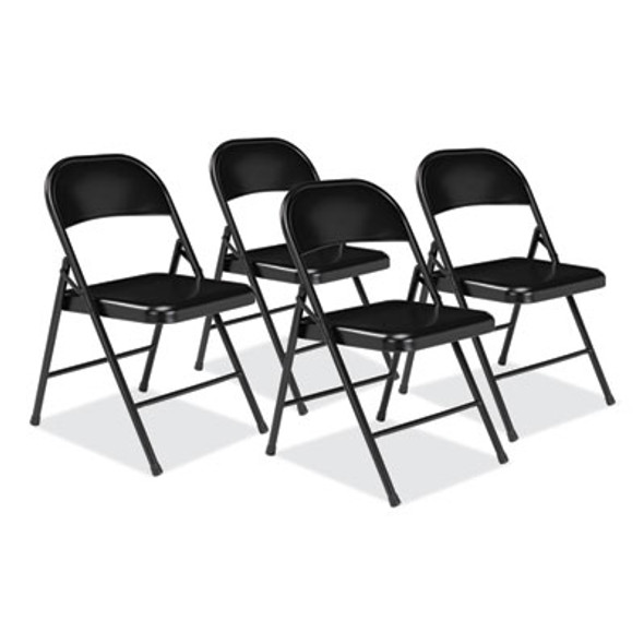 900 Series All-Steel Folding Chair, Supports Up To 250 Lb, 17.75" Seat Height, Black Seat, Black Back, Black Base, 4/Carton