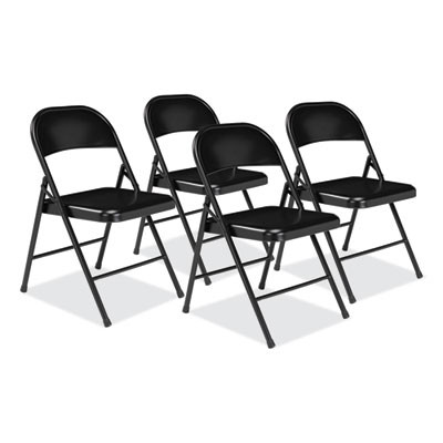 900 Series All-Steel Folding Chair, Supports Up To 250 Lb, 17.75" Seat Height, Black Seat, Black Back, Black Base, 4/Carton