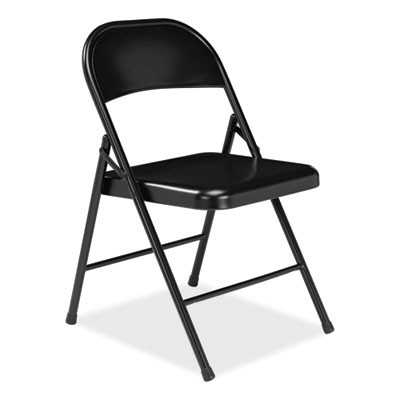 900 Series All-Steel Folding Chair, Supports Up To 250 Lb, 17.75" Seat Height, Black Seat, Black Back, Black Base, 4/Carton
