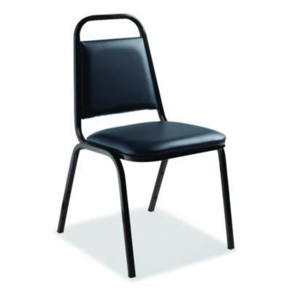 9100 Series Vinyl Upholstered Stack Chair, Supports 300 Lbs, 18" Seat Height, Midnight Blue Seat/Back, Black Base, 4/Carton