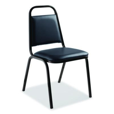 9100 Series Vinyl Upholstered Stack Chair, Supports 300 Lbs, 18" Seat Height, Midnight Blue Seat/Back, Black Base, 4/Carton