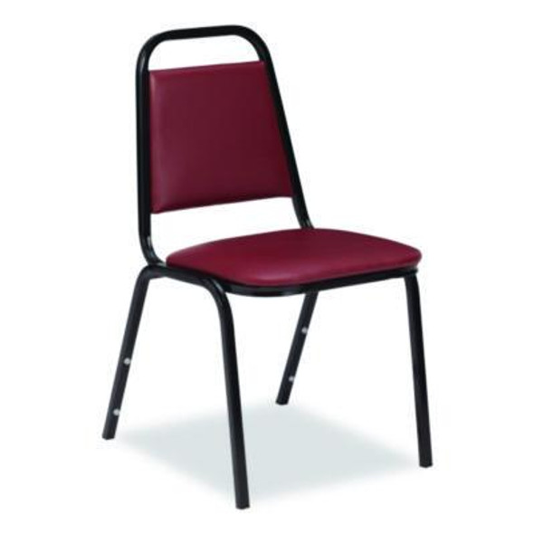 9100 Series Vinyl Upholstered Stack Chair, Supports Up To 300 Lbs, 18" Seat Height, Burgundy Seat/Back, Black Base, 4/Carton