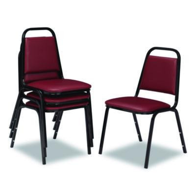 9100 Series Vinyl Upholstered Stack Chair, Supports Up To 300 Lbs, 18" Seat Height, Burgundy Seat/Back, Black Base, 4/Carton