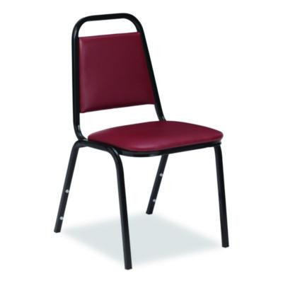 9100 Series Vinyl Upholstered Stack Chair, Supports Up To 300 Lbs, 18" Seat Height, Burgundy Seat/Back, Black Base, 4/Carton